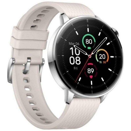OnePlus Watch 3 GPS NFC 43mm AMOLED Prata Bracelete Branca M Resistência Água 5ATM+IP68