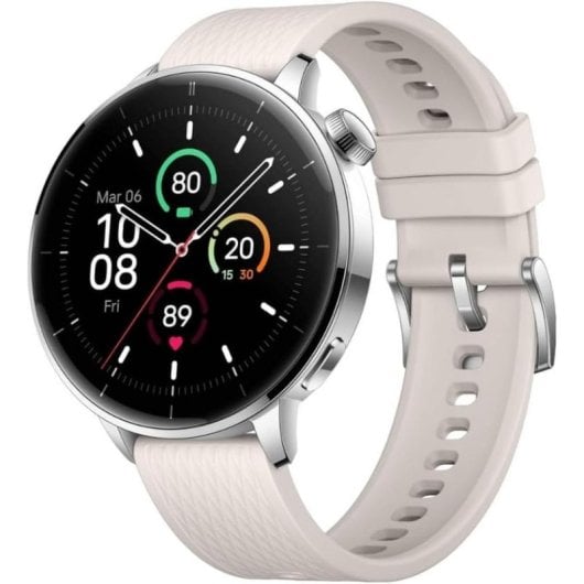 OnePlus Watch 3 GPS NFC 43mm AMOLED Prata Bracelete Branca M Resistência Água 5ATM+IP68