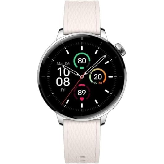 OnePlus Watch 3 GPS NFC 43mm AMOLED Prata Bracelete Branca M Resistência Água 5ATM+IP68