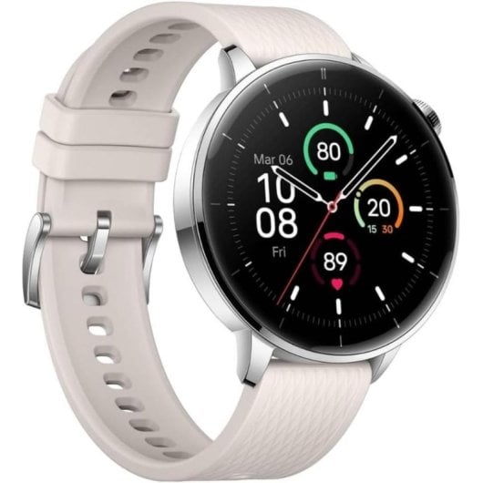 OnePlus Watch 3 GPS NFC 43mm AMOLED Prata Bracelete Branca M Resistência Água 5ATM+IP68