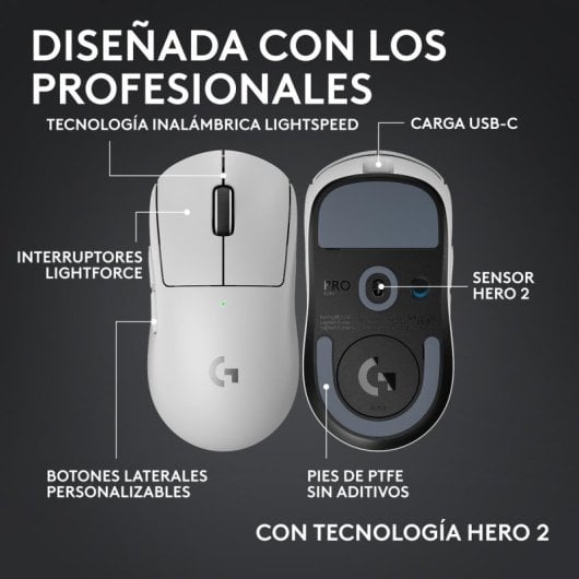 Souris Logitech G PRO X SUPERLIGHT 2c sans fil 44000 DPI Blanc USB-C 5 boutons