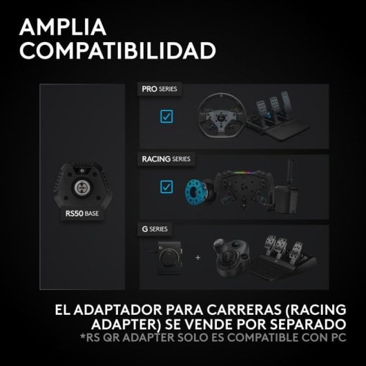 Logitech G RS50 System volant de simulation 3 pièces PS5/PS4/PC base 8 N·m RS Wheel Hub 13 boutons RS Round Wheel 11 pouces USB 2.0 cuir noir
