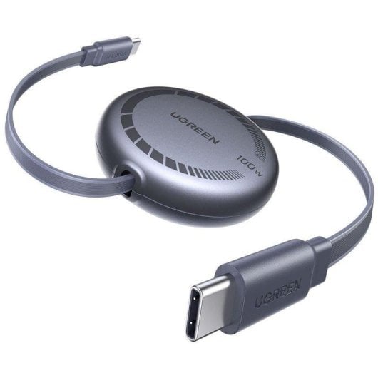 Cavo USB-C Ugreen Retrattile 1m 100W PD Grigio Chip E-Marker