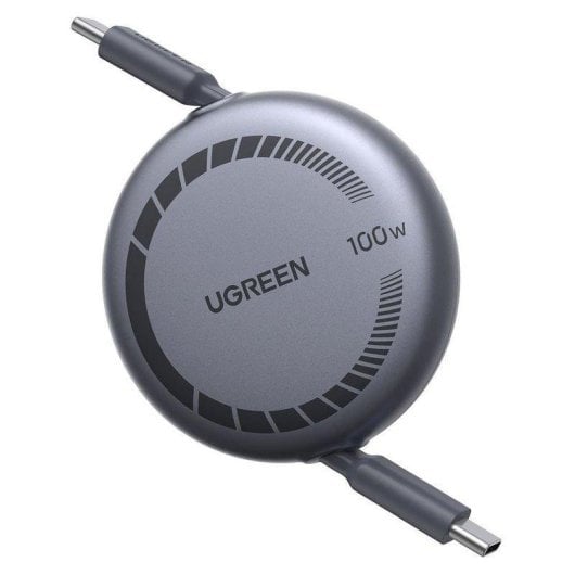 Cavo USB-C Ugreen Retrattile 1m 100W PD Grigio Chip E-Marker