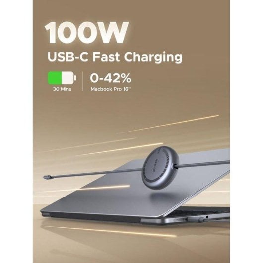 Cavo USB-C Ugreen Retrattile 1m 100W PD Grigio Chip E-Marker