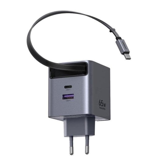 Chargeur Ugreen Nexode Pro 65W GaN câble USB-C rétractable USB-C/USB-A