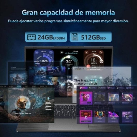 Portátil Vanwin 15,6" Intel Celeron N5095 24GB 512GB SSD Huella Teclado Retroiluminado