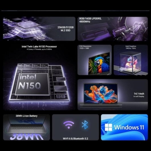 Portátil CHUWI GemiBook XPro 14.1" Intel Celeron N Procesador 8GB 256GB SSD Wi-Fi 6 Windows 11