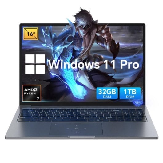 Portatile Blackview GamiBook 8 16" AMD Ryzen 7 7735HS 32GB 1TB SSD Radeon 680M Windows 11 Pro Wi-Fi 6 Grigio