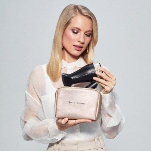 Sèche-cheveux Pliable Ionique de Voyage Bellissima B-Travel 1400W 2 Températures 2 Vitesses Accessoires Noir Or