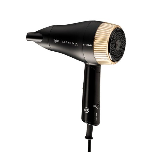 Asciugacapelli Bellissima B-Travel 1400 W Nero Oro Manico Pieghevole Air Power 3 m Cavo