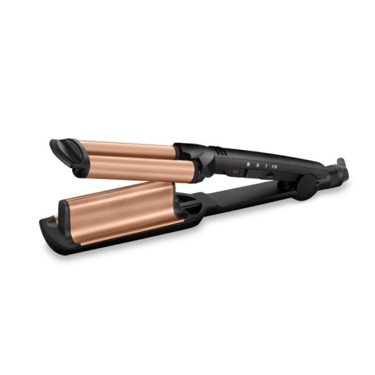 Arricciacapelli BaByliss Deep Waves W2447E, Ceramica di Tormalina, 160-200°C, 3 Temperature, Cavo 2,5 m, Nero Arancione