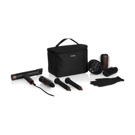 Sèche-cheveux professionnel Princess Airstyler Pro 529205, 2000 W, 110000 RPM, 6 vitesses, 9 accessoires, noir
