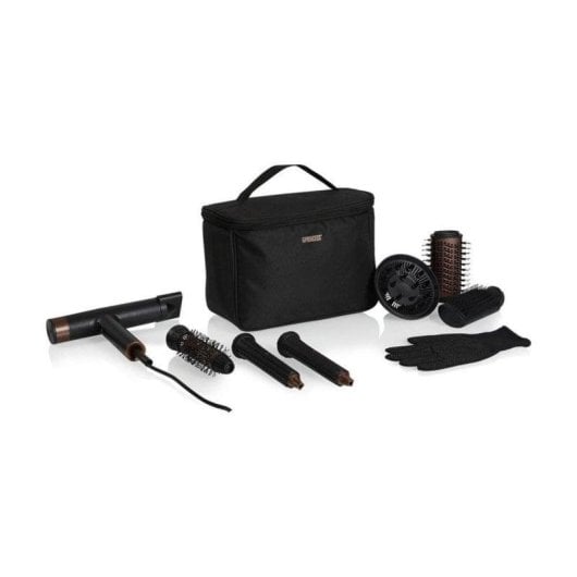 Professioneller Ionen Föhn Princess Airstyler Pro 529205 2000W 6 Temperaturstufen 6 Geschwindigkeiten mit Zubehör Schwarz