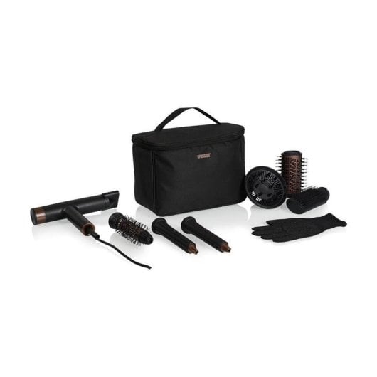 Professioneller Ionen Föhn Princess Airstyler Pro 529205 2000W 6 Temperaturstufen 6 Geschwindigkeiten mit Zubehör Schwarz