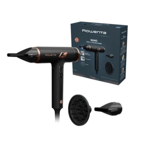 Sèche-cheveux professionnel Rowenta NANO HY8310, 1700 W, 3 températures, 3 vitesses, noir