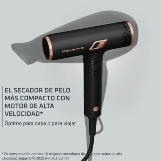 Sèche-cheveux professionnel Rowenta NANO HY8310, 1700 W, 3 températures, 3 vitesses, noir