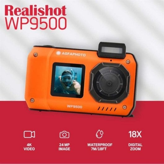 Cámara Digital Compacta AgfaPhoto Realishot WP9500 24 MP 18x Zoom Digital Sensor CMOS Dual Pantalla Resistente al Agua