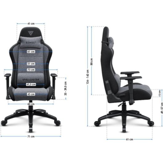 Silla Gaming y de Oficina Spellcaster FUKU XL, Ajustable, Ergonomía Pro, Reposabrazos 1D, Ruedas Nylon 65 mm, Carga 160 