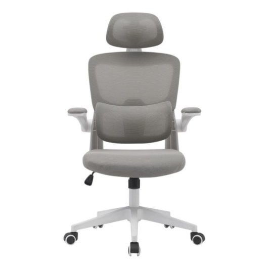 Silla de oficina ergonómica Aron con refuerzo lumbar, reposacabezas y brazos abatibles negra