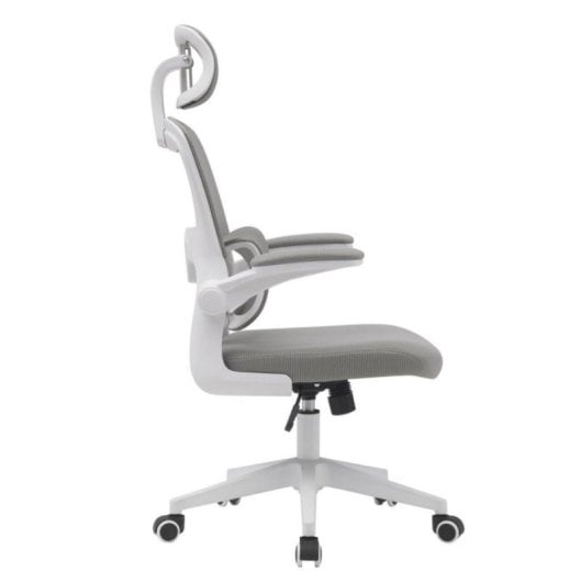 Silla de oficina ergonómica Aron con refuerzo lumbar, reposacabezas y brazos abatibles negra