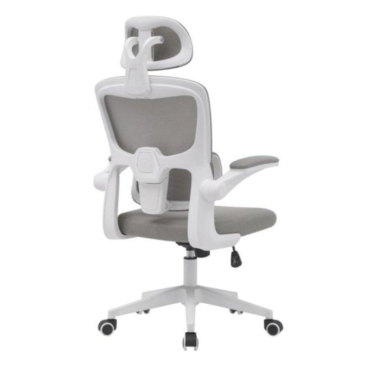 Silla de oficina ergonómica Aron con refuerzo lumbar, reposacabezas y brazos abatibles negra