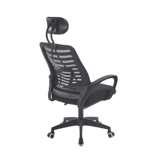Silla de escritorio Ken reposacabezas regulable, base cromada, ruedas anti-rayas, tejido red transpirable, 58,5x56 cm, a
