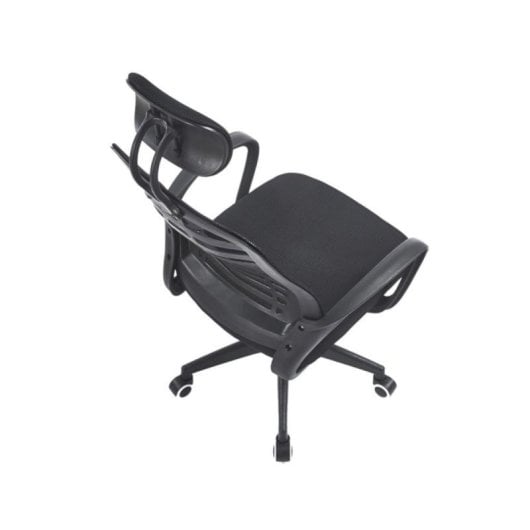 Silla de escritorio Ken reposacabezas regulable, base cromada, ruedas anti-rayas, tejido red transpirable, 58,5x56 cm, a