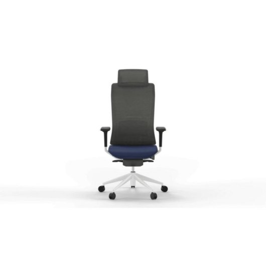 Chaise de bureau Actiu Tnk Flex Blue Yeti dossier mesh H12, assise T89 bleu, 24h, usage intensif, appui-tête, mécanisme synchrone, base aluminium blanc, accoudoirs 3D, référence Z351250ZBT89