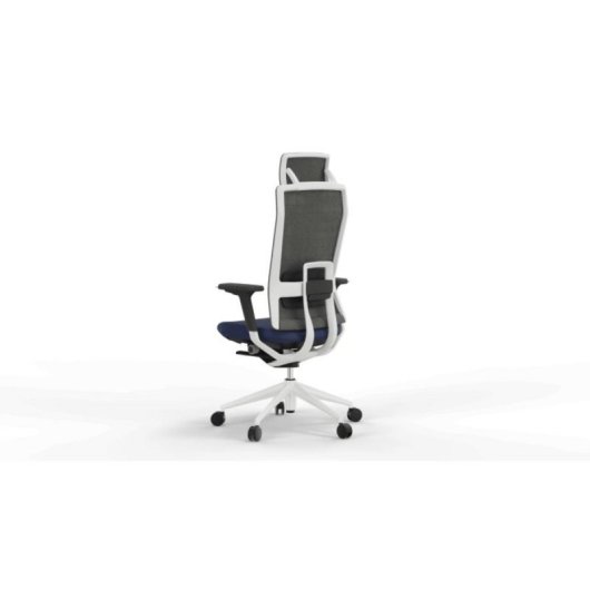 Chaise de bureau Actiu Tnk Flex Blue Yeti dossier mesh H12, assise T89 bleu, 24h, usage intensif, appui-tête, mécanisme synchrone, base aluminium blanc, accoudoirs 3D, référence Z351250ZBT89