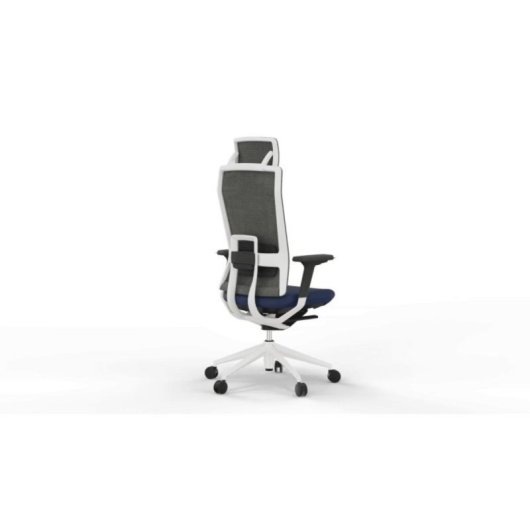 Chaise de bureau Actiu Tnk Flex Blue Yeti dossier mesh H12, assise T89 bleu, 24h, usage intensif, appui-tête, mécanisme synchrone, base aluminium blanc, accoudoirs 3D, référence Z351250ZBT89