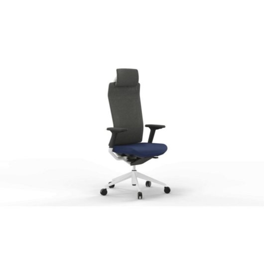 Chaise de bureau Actiu Tnk Flex Blue Yeti dossier mesh H12, assise T89 bleu, 24h, usage intensif, appui-tête, mécanisme synchrone, base aluminium blanc, accoudoirs 3D, référence Z351250ZBT89