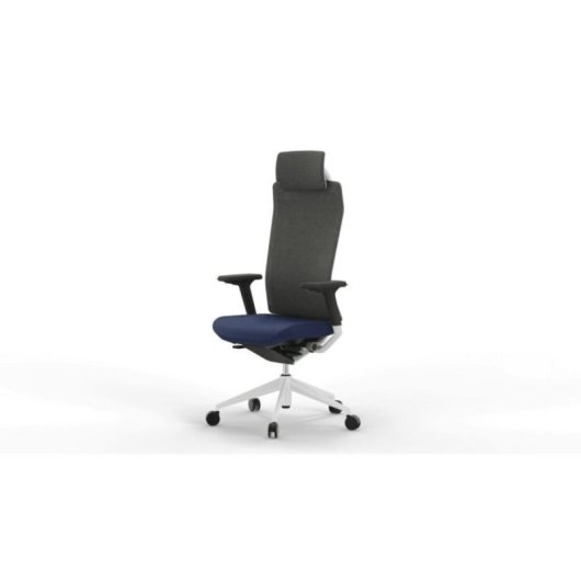 Chaise de bureau Actiu Tnk Flex Blue Yeti dossier mesh H12, assise T89 bleu, 24h, usage intensif, appui-tête, mécanisme synchrone, base aluminium blanc, accoudoirs 3D, référence Z351250ZBT89