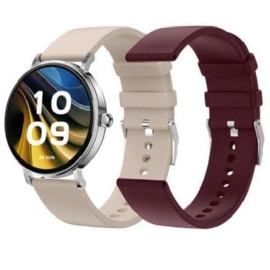 SPC Smartee Duo Velvet Bluetooth 41mm AMOLED Argento Cinturini Bianco e Borgogna IP68 SpO2