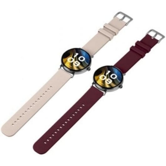 Smartwatch SPC Smartee Duo Velvet Bluetooth 41mm AMOLED Plata Correa Blanca y Borgoña IP68 SpO2