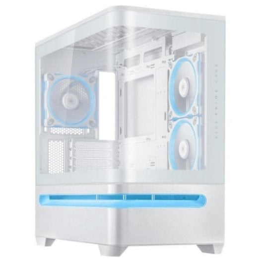 ASUS PRIME AP202 ARGB Boîtier PC Micro ATX/Mini-ITX Blanc avec Panneau en Verre Trempé, ARGB et Filtre Anti-Poussière