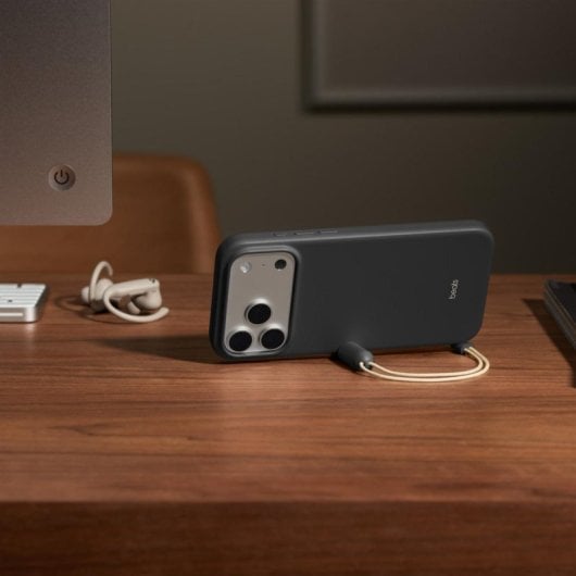 Kickstand Hülle Granite Grey mit MagSafe und Kamerasteuerung für iPhone 17 Pro Max, Microfaser/Polycarbonat, 6.9", Stehfunktion