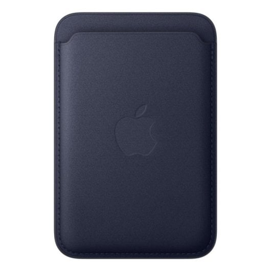 Portacarte intrecciato fine con MagSafe per iPhone, colore Marina, Microtwill