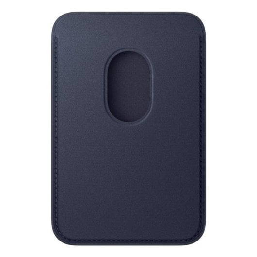Portacarte intrecciato fine con MagSafe per iPhone, colore Marina, Microtwill
