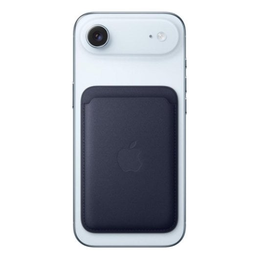 Portacarte intrecciato fine con MagSafe per iPhone, colore Marina, Microtwill