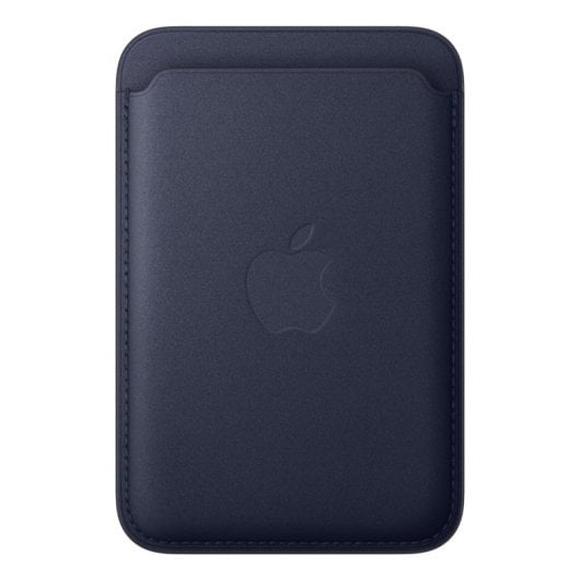 Portacarte intrecciato fine con MagSafe per iPhone, colore Marina, Microtwill