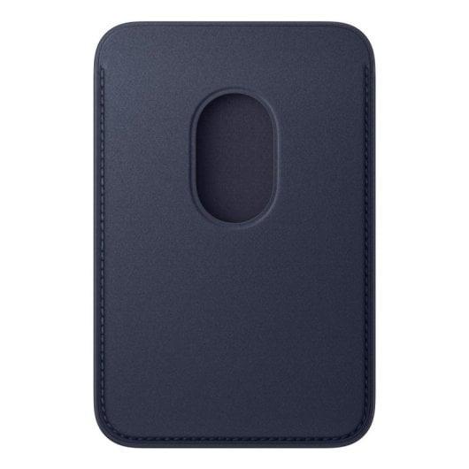 Portacarte intrecciato fine con MagSafe per iPhone, colore Marina, Microtwill