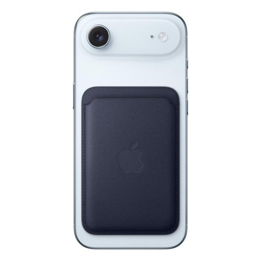 Portacarte intrecciato fine con MagSafe per iPhone, colore Marina, Microtwill