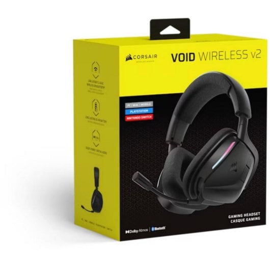 Auriculaires Corsair VOID v2 MAX WIRELESS sans fil USB-C Gaming Son Surround 7.1 RGB noirs
