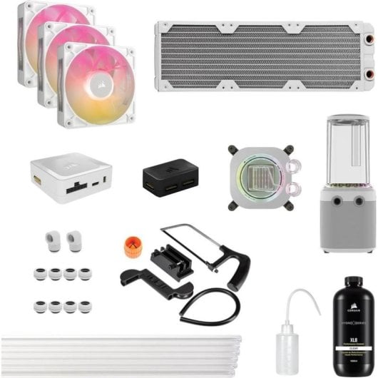 Refrigeração Líquida Corsair iCUE Link XH505i RX360 360mm 3 Ventoinhas RGB Kit Elite Branco