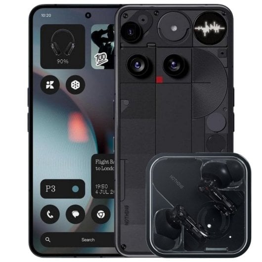 Nothing Phone (3) 6.67" AMOLED 12GB/256GB BT 6.0 WiFi 7 65W + Ear Auriculares Bluetooth Negros