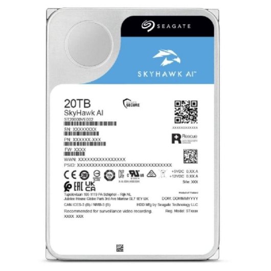 Disco Duro Seagate SkyHawk AI 20 TB HDD 7200rpm 6 Gbit/s RV