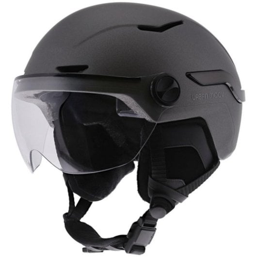 Casque vélo intelligent Gris foncé taille L lumière de frein auto télécommande USB-C 8h IPX4 visière anti-UV