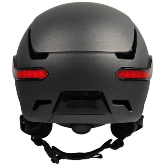 Casque vélo intelligent Gris foncé taille L lumière de frein auto télécommande USB-C 8h IPX4 visière anti-UV