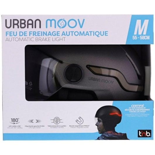 Casque vélo intelligent Gris foncé M détection de freinage, éclairage 6 modes, ventilation 8 aérations, visière anti-UV, autonomie 8 h, IPX4